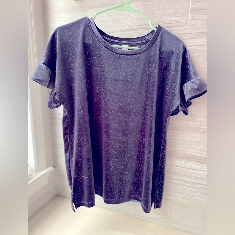 Glitter velvet ruffle short sleeve